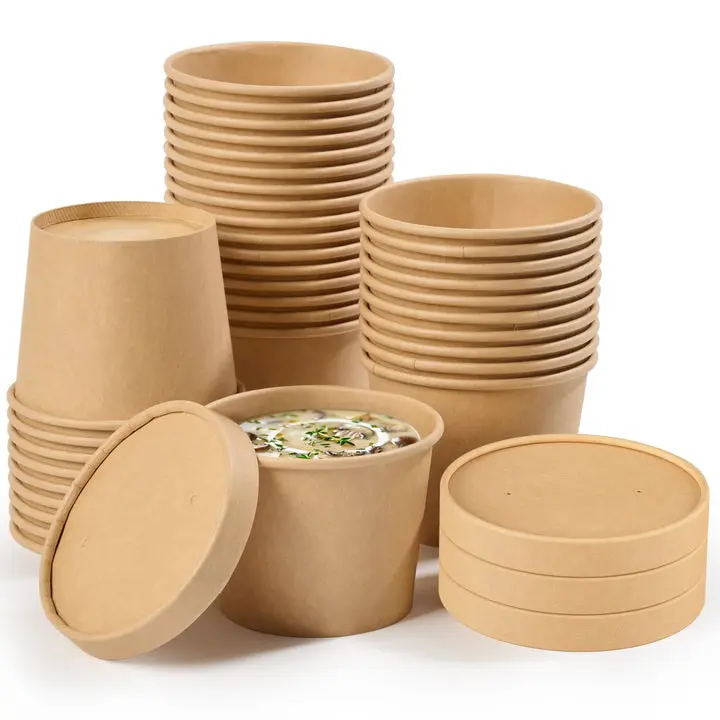 Bulk Soup Containers with Lids | Paper Bowls for Soups, Stews | Food-Grade, Leak-Proof | Restaurant Supply