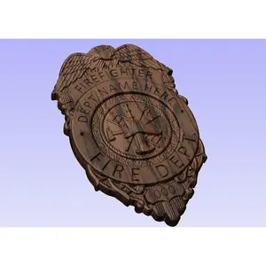 Custom Fire Dept Firefighter Badge 3D V Carved Wood Sign