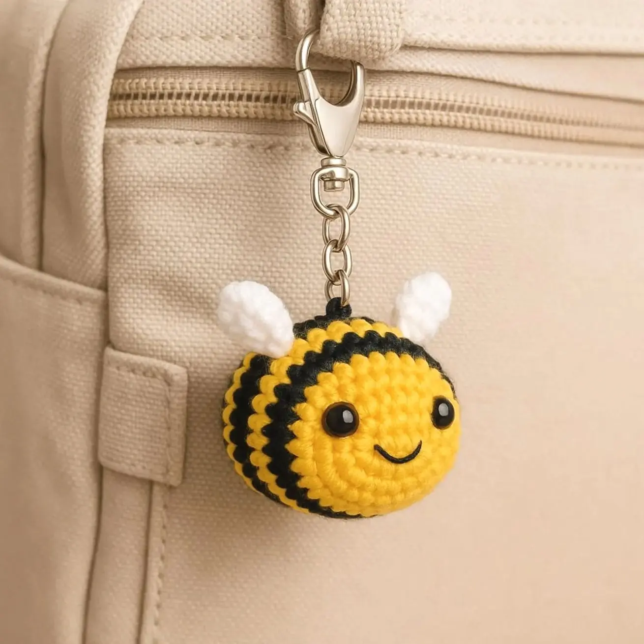 Crochet Bee Keychain: Amigurumi Bumblebee Bag Charm, Cute Gift for Bee Lovers