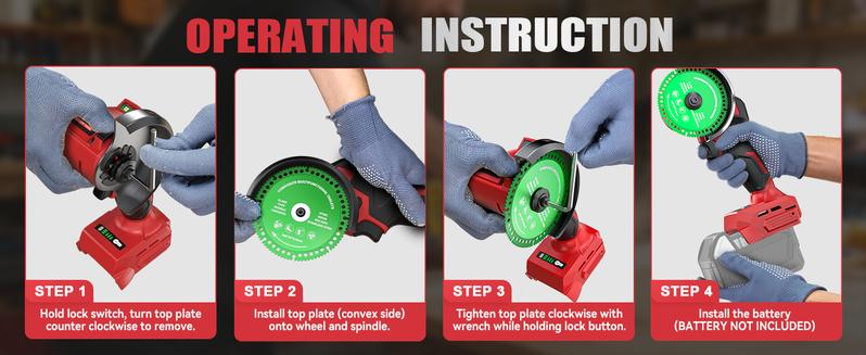 4" Cordless Brushless Cut-Off Tool Compatible with Milwaukee 18V Battery, Battery NOT Included, with 4pc 4" Blades for Metal, Wood, Tile & Plastic