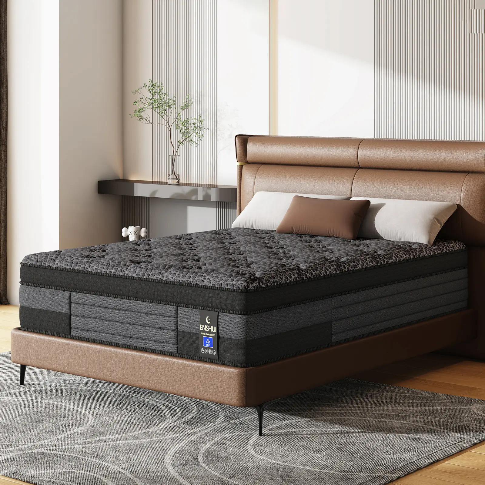 12/14" Mattress Queen Size - Fiberglass-Free Multilayer Hybrid Mattress in a Box, Knitted Cooling Bedding with Supportive Memory Foam & Pocket Coils, Breathable Medium Firm, Motion Isolation, Edge Support,48h Expand Setup for Hot Sleepers, Queen Size Matt