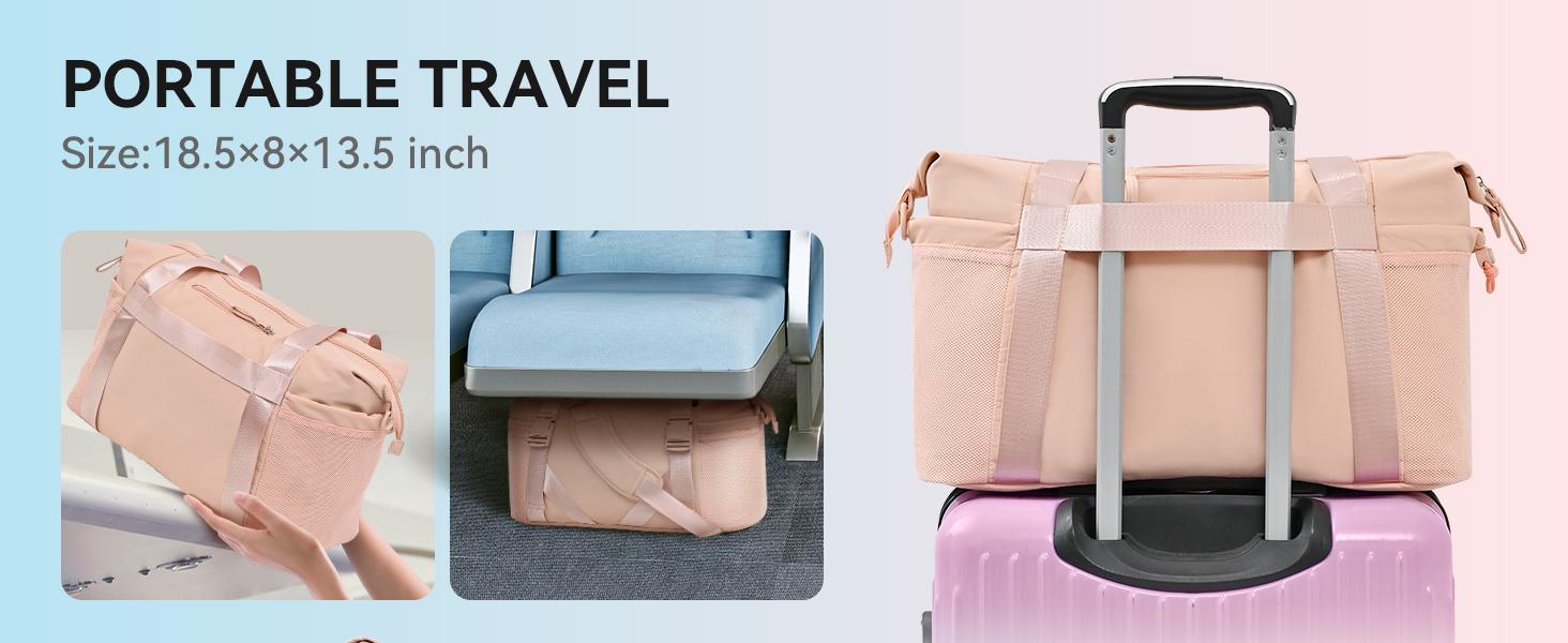 MAXTOP Women's Gym Yoga Duffle Bag with Shoe Pouch,Multi-Purpose Overnight Travel Bag for Gym,Work, Dance, Sports