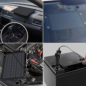 Renogy 10W Solar Trickle Charger Portable Battery Maintainer with Lighter Plug/Alligator Clips/Battery Cables for Car Boat Marine Motorcycles Truck monocrystalline solar