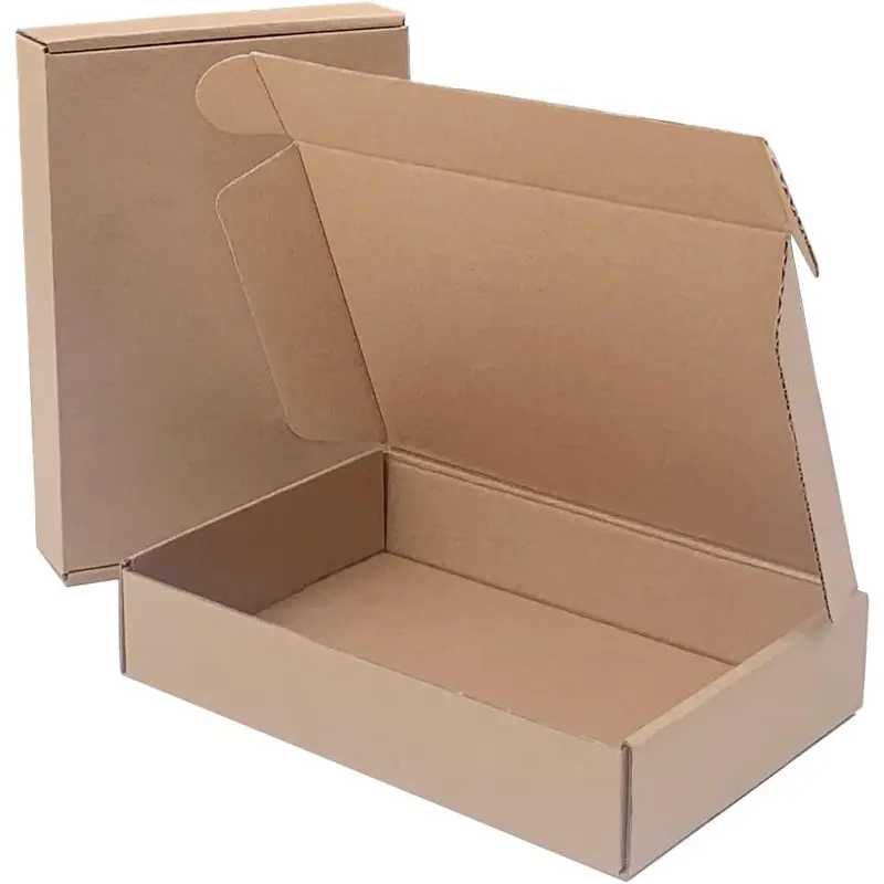 10-Pack Brown Folding Top Mailer Boxes with Label Lock, 7.8x5.5x1.5 inch Office Stationery Supplies for Small Business Packaging with Bulk Shipping Convenience