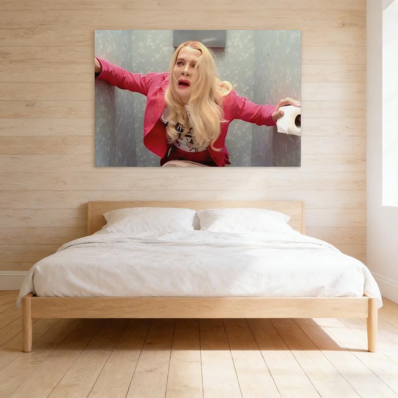 Humorous and satirical posters, featuring a blonde woman using the toilet, these colorful wall decorations are suitable for bedrooms, living rooms, offices, and bathrooms. They are the perfect gift for lovers of humorous and modern styles.