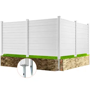 Spring new arrivals Outdoor Privacy Screens, 50" W x 50" H Air Conditioner Fence, Pool Equipment Enclosure, Horizontal Vinyl Privacy Fence, Perfect to Enclose Trash Can and A/C Units (4-Panel)