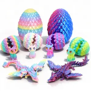 Vvinca Easter toys- Articulated Crystal Dragon Family with Wings, Mystery Hatching Fidget Toy, Easter Basket Stuffers & Birthday Gift for Kids