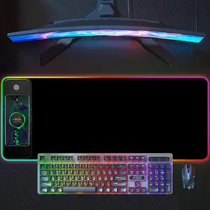 XXL Gaming Mouse Pad with MagneticWireless Charging,RGB Black Mousepad DeskMat with 15W Fast Charger,Waterproof LaptopWriting for Office, Home, GamingDesktopAccessory(A perfect gift for Valentine's Day)