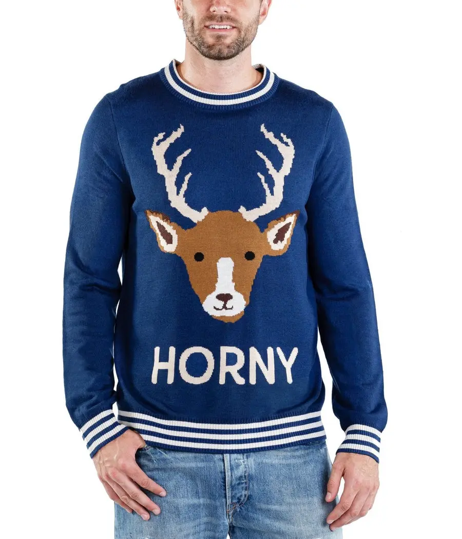 Men's Horny As Buck Ugly Christmas Sweater