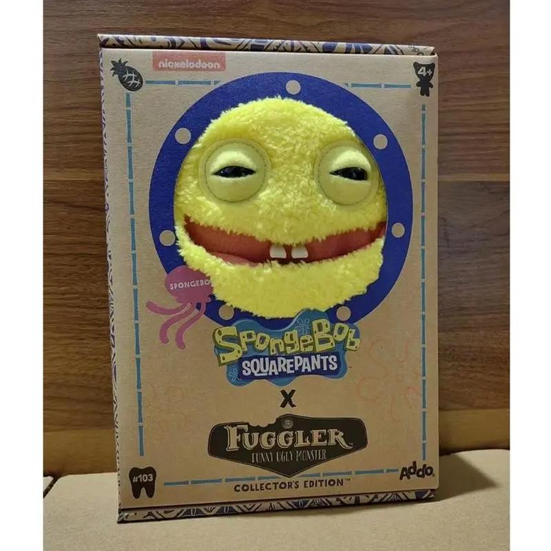 Original Fuggler Spongebob & Patrick 22cm Official Collab Plush, Toothy Ugly-Cute Tooth Monster, Unique Collectible Plush Toy