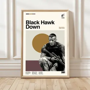 Black Hawk Down Art Poster, Contemporary Wall Decor, Modern Home Aesthetic, Interior Decoration Print