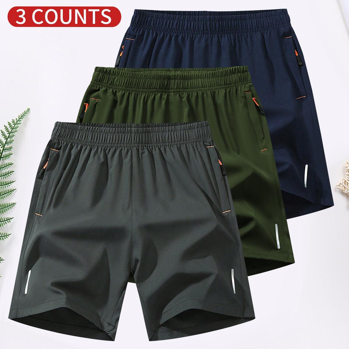 Men's Solid Color Zipper Pocket Shorts, Casual Comfortable Breathable Shorts for Summer, Men's Bottoms for Everyday Wear