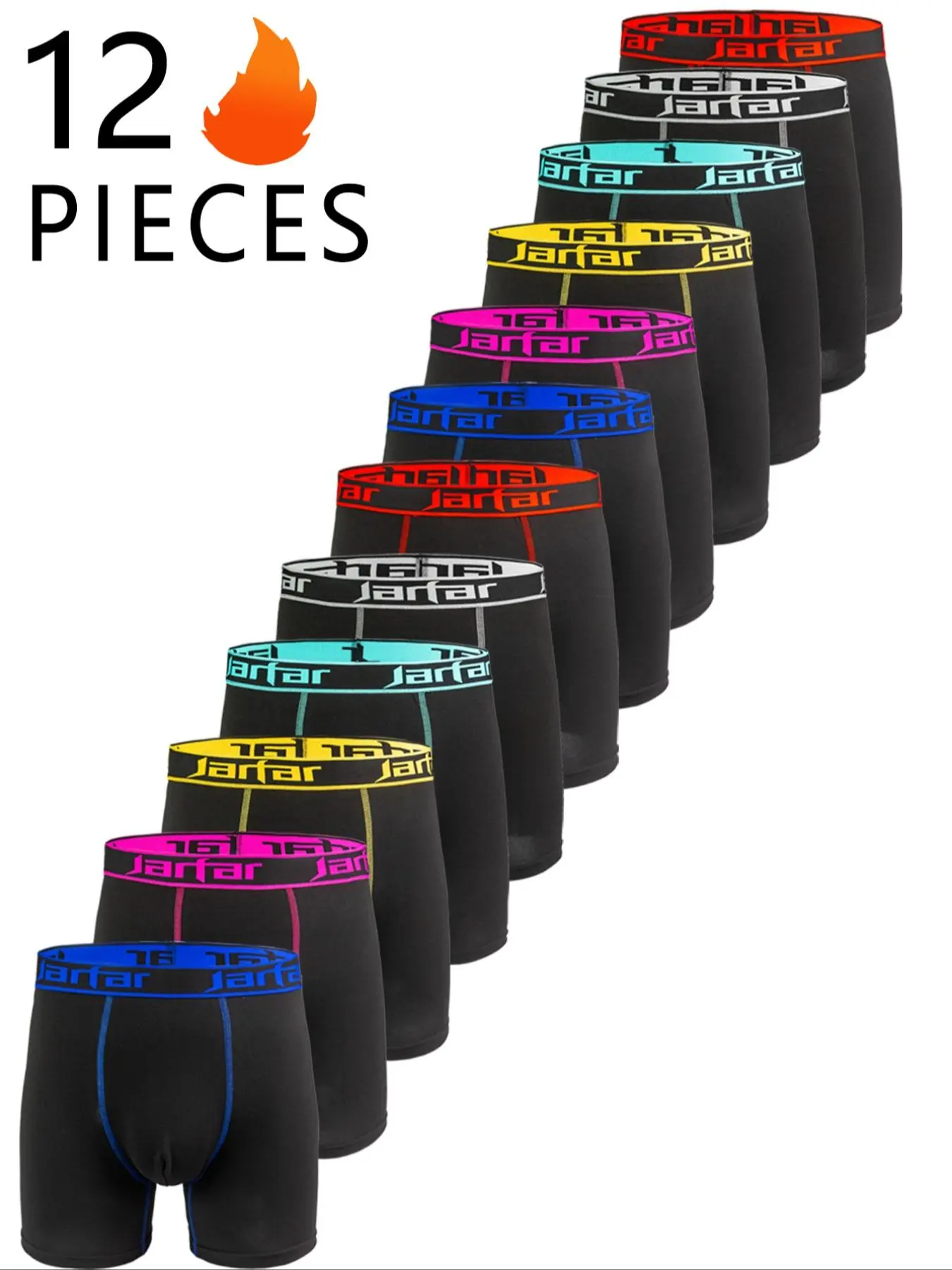 Men's Colorful Waistband Long Briefs, Comfortable High Elasticity, Casual Fitted Men's Underwear, All Seasons Random Print