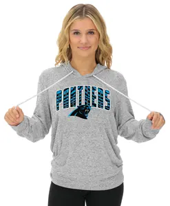 Zubaz NFL Women's Zebra Arch Soft Marled Team Color Hoodie, Carolina Panthers