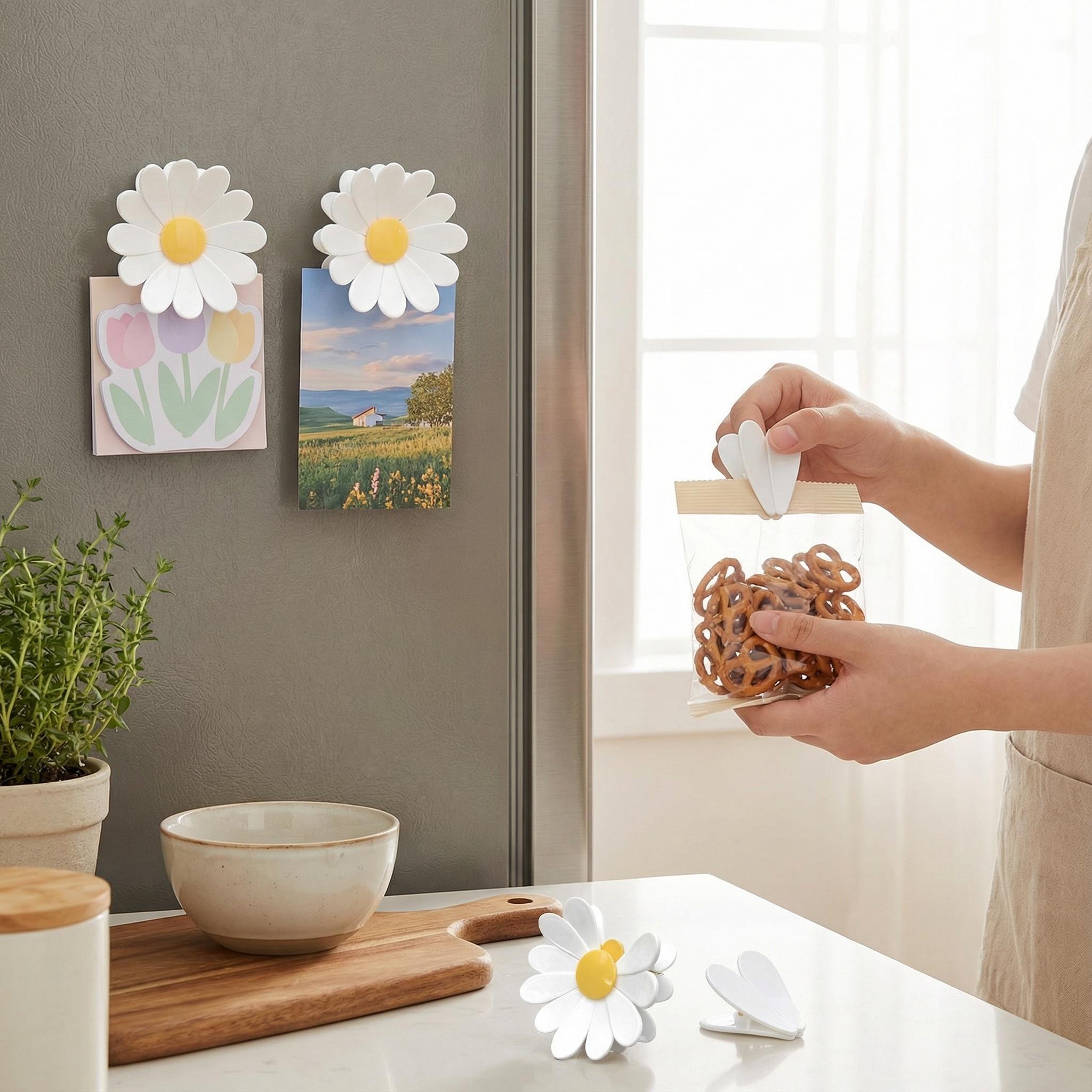 1 PC Magnetic Cherry Blossom Bag Clips,Magnetic Cherry Blossom Refrigerator Sealing Clip, Pink Sakura Food Sealing Clip for Snack, Bread & Pet Food Storage, Fridge Organizer & Kitchen Decor Gift