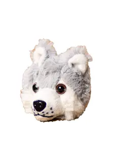 Wolf Head Plushie - 3" Light Gray Soft Plush with Pointed Ears Sharp Eyes & Black Nose for School Spirit Gear