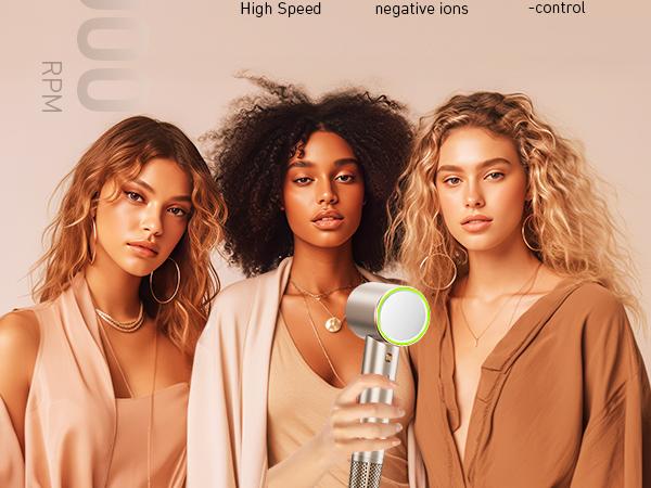 Maxodo 1400W High-Speed Hair Dryer with Ion Technology & Brushless Motor for Salon-Quality Drying 110,000 rpm 200 Million Ions Healthy Shine 360° Diffusers