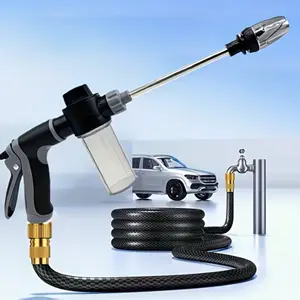 A Convenient High-Pressure Water Spray Gun Equipped with a Foam Cannon, Designed for 3/4 Inch Garden Hoses, Ideal for Watering Plants And Household Cleaning Tasks, Featuring a Long Handle