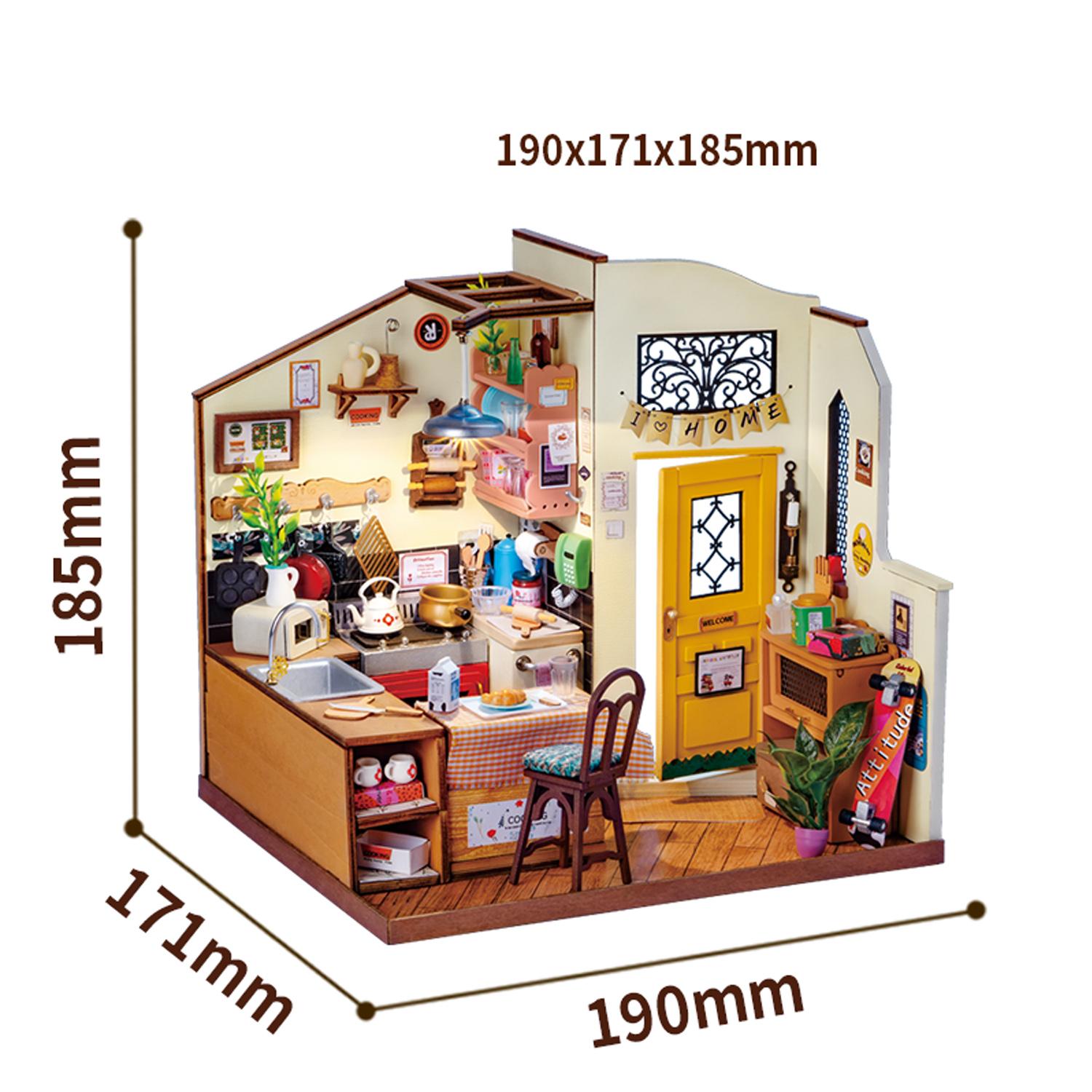 Rolife DIY Miniature Cozy Kitchen House Kit for Adults to Build, Tiny House Making Kit with Furnitures, Halloween/Christmas Decorations/Gifts for Family and Friends (Cozy Kitchen)