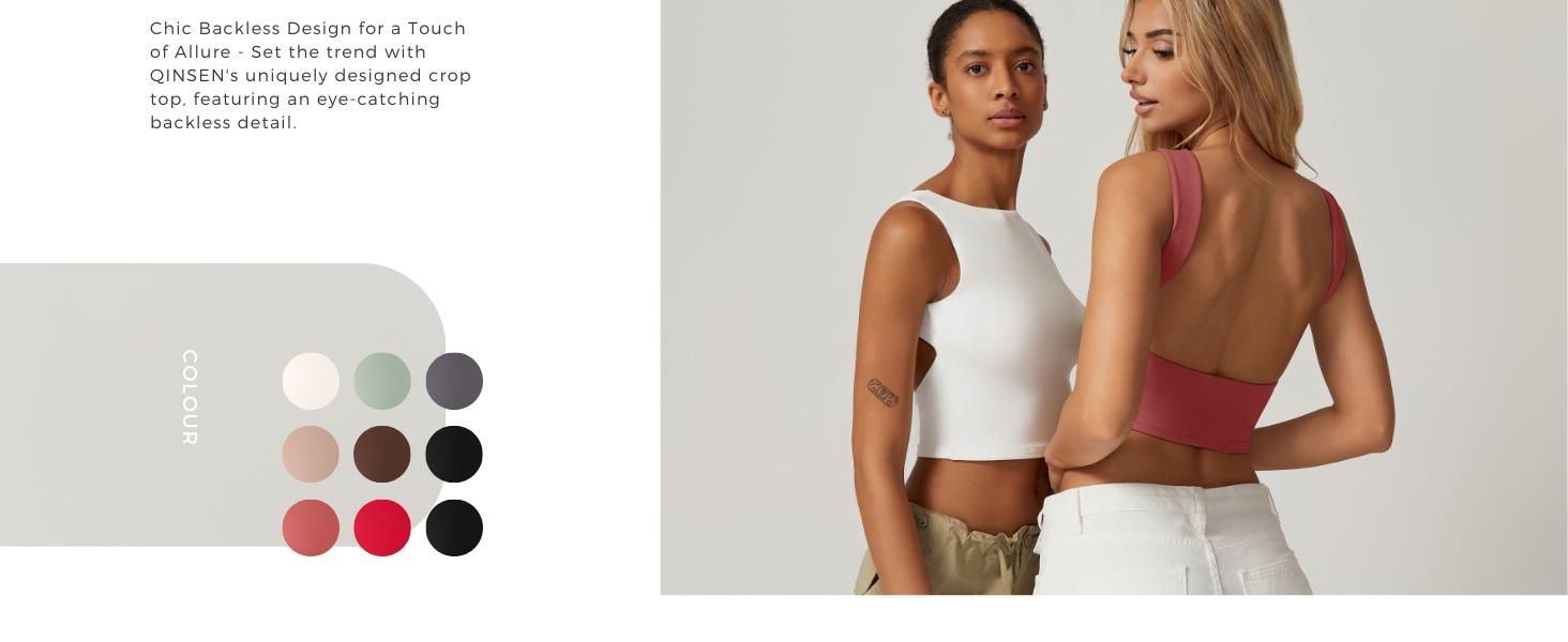 QINSEN Women's Sexy Open Back Sleeveless Crop Tank High Neck Slim Fit Cropped Tee Shirt Y2k Tops Comfort Fabric