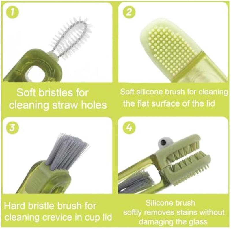 3In1 Multi-Function Gap Cleaner, Kitchen Cleaning Brush, Portable Cleaning Brush, Suitable For Cups, Baby Bottles, Lids, Thermos, Glasses And Kitchenware,3Pcs