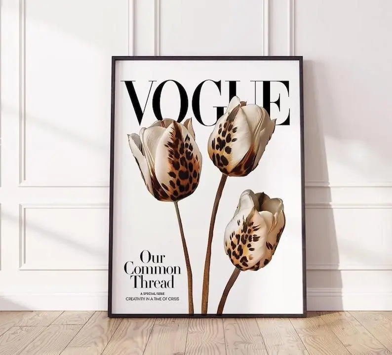 Vogue Leopard Cheetah Poster, Red Black Luxury Poster, Luxury Apartment Decor Leopard Wall Art, Vogue Art Print Vogue Poster