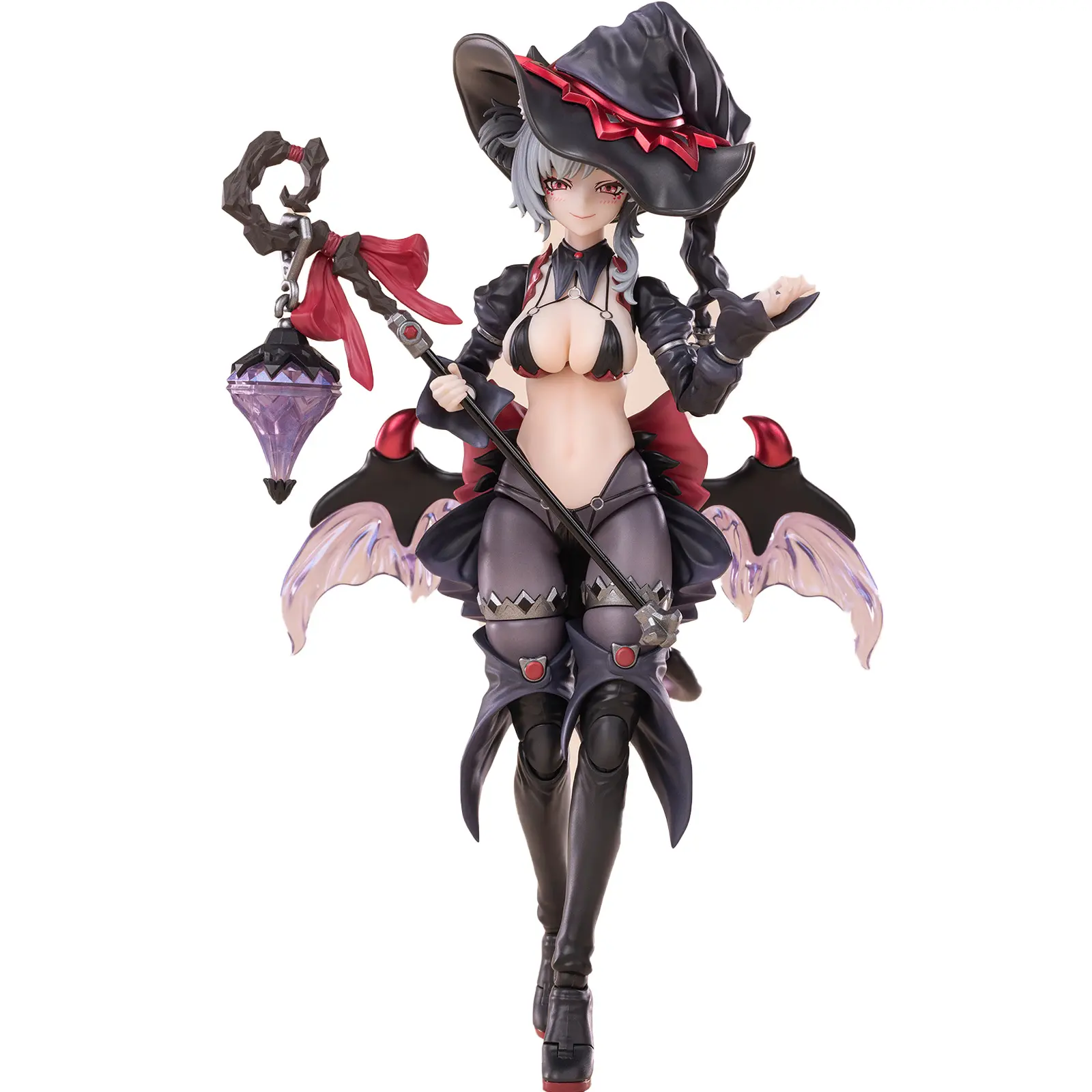 Wahohousee 6.5in Mecha Girl Completed Model Kit - PVC Articulated Mecha Musume Figurine with Detachable Witch Hat, Magic Broom, Costume, Exquisite Craftsmanship, Highly Playable New Year's Collectible for Adults