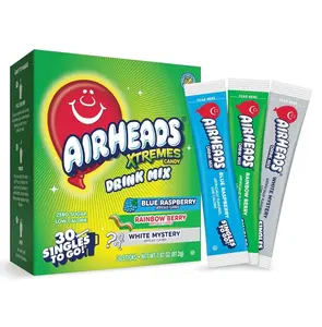 Airheads Xtreme Singles To Go! Drink Mix 30ct Variety Pack, Zero Sugar, Low Calorie, Sweet & Sour Powder Drink Mix Packets, Blue Raspberry, Rainbow Berry, White Mystery, 30 Count