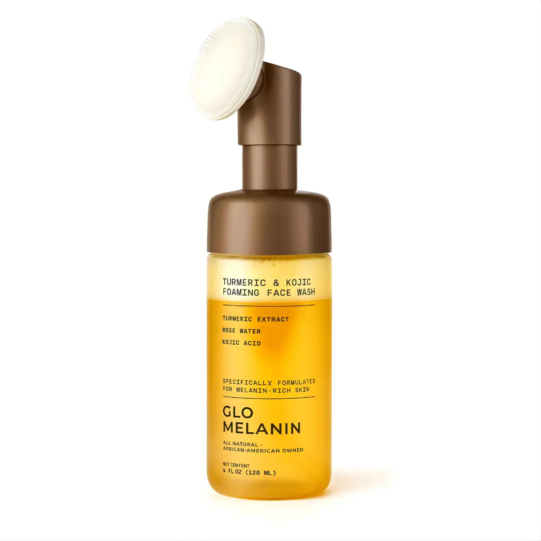 Glo Melanin Turmeric and Kojic Foaming Face Wash for Deep and Gentle Cleansing, 120ml - Facial Cleanser, Brightening Skincare Routine