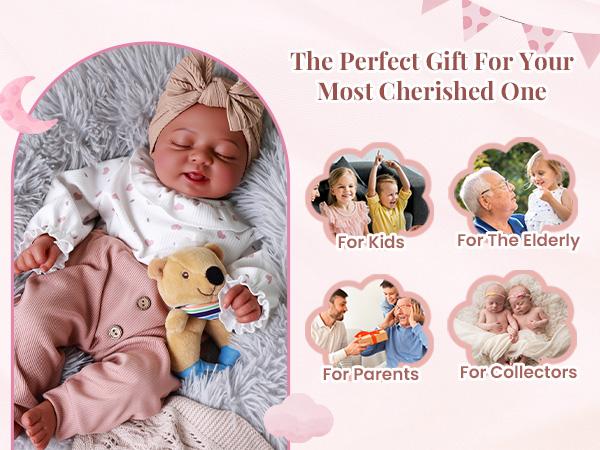 BABESIDE Lifelike Reborn Baby Dolls Black Girl Callie - 20 - Inch Soft Body Realistic Newborn Baby Doll Poseable Limbs Real Life Baby Dolls with Clothes and Toy Gift for Kids Age 3+ Rebornbabydoll