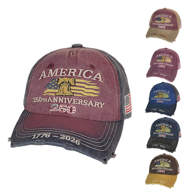 US 250th Anniversary Embroidered Baseball Cap, UPF 50+ Sun Protection Commemorative Hat