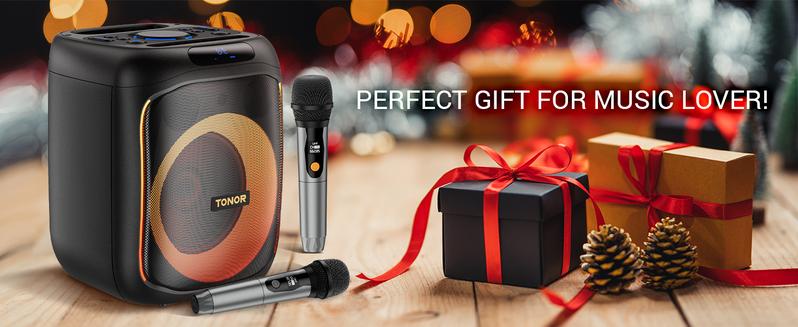 TONOR K6 Karaoke Machine for Adults, Portable Bluetooth Singing PA Speaker System with 2 Wireless Microphones and RGB LED Lights, Supports BT/AUX/USB/TF Card for Party, Home Karaoke, Outdoor/Indoor