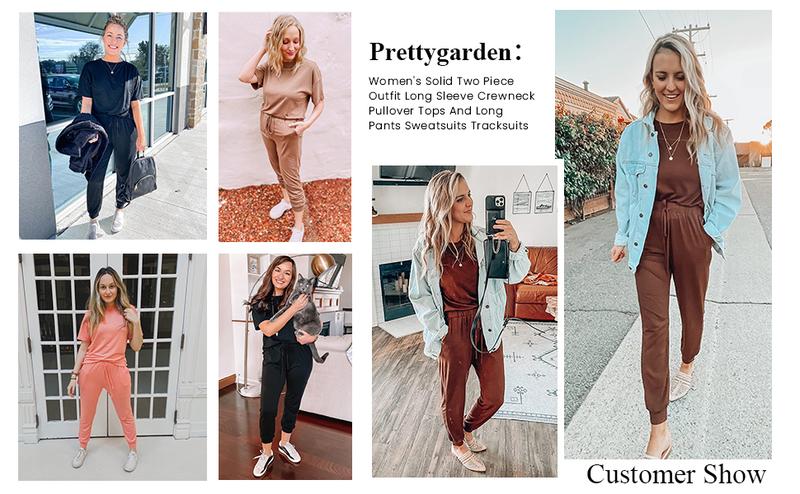 PrettyGarden Women's 2-Piece Set Summer Outfits S-XXXL Crew Neck Short Sleeve Tracksuit Jogger Set With Drawstring and Pockets Comfy Lounge Wear#springtok PrettyGarden Women's 2-Piece Set Summer Outfits S-XXXL Crew Neck Short Sleeve Tracksuit Jogger Set With Drawstring and Pockets Comfy Lounge Wear#springtok