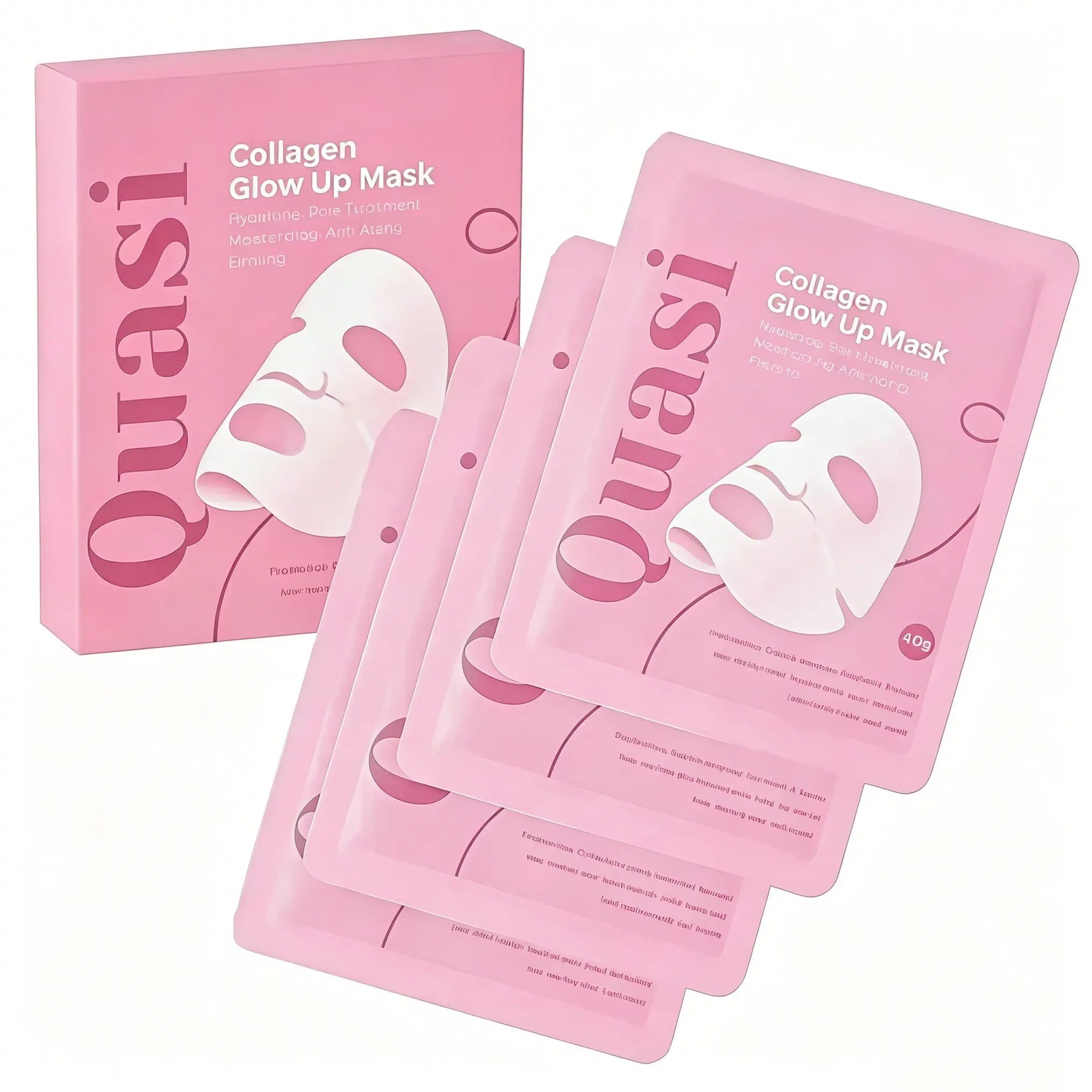 Quasi BioCollagen Face Mask 2.0 — Collagen Glow Up Mask for Deep Hydration, Skin Firming, Wrinkle Reduction & Pore Minimization | Glass Skin Glow Korean Sheet Mask