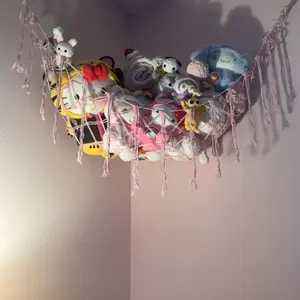 Pink/White/Black Stuffed Animal Storage Hammock Net Corner arge Toy Hammock Net for Stuffed Animals Room Decor - Cute Stuff Animal Organizer Plush Holder - Kids Baby Nursery Essentials Wall Bedroom Home Decor