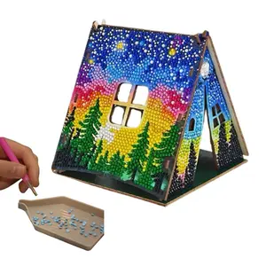 Party Ready 3D Diamond Painting Tent Craft Kit with LED Lights – Full Drill Crystal Mosaic Wood Puzzle, DIY Holiday Decorative Art for Home Display (Christmas Tent)