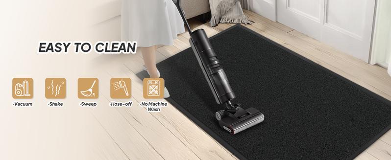 ROVSUN Front Door Mat Indoor Outdoor Entrance, Waterproof Heavy Duty Doormat, Stain and Fade Resistant, Low Profile, Easy Clean Welcome Floor Mats for Commercial Entry Patio Porch