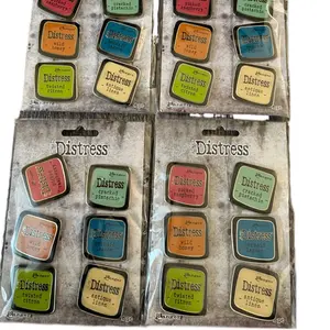 Tim Holtz Distress Enamel Pins, inspired by the styling of the original Distress Ink Pads. Set #1