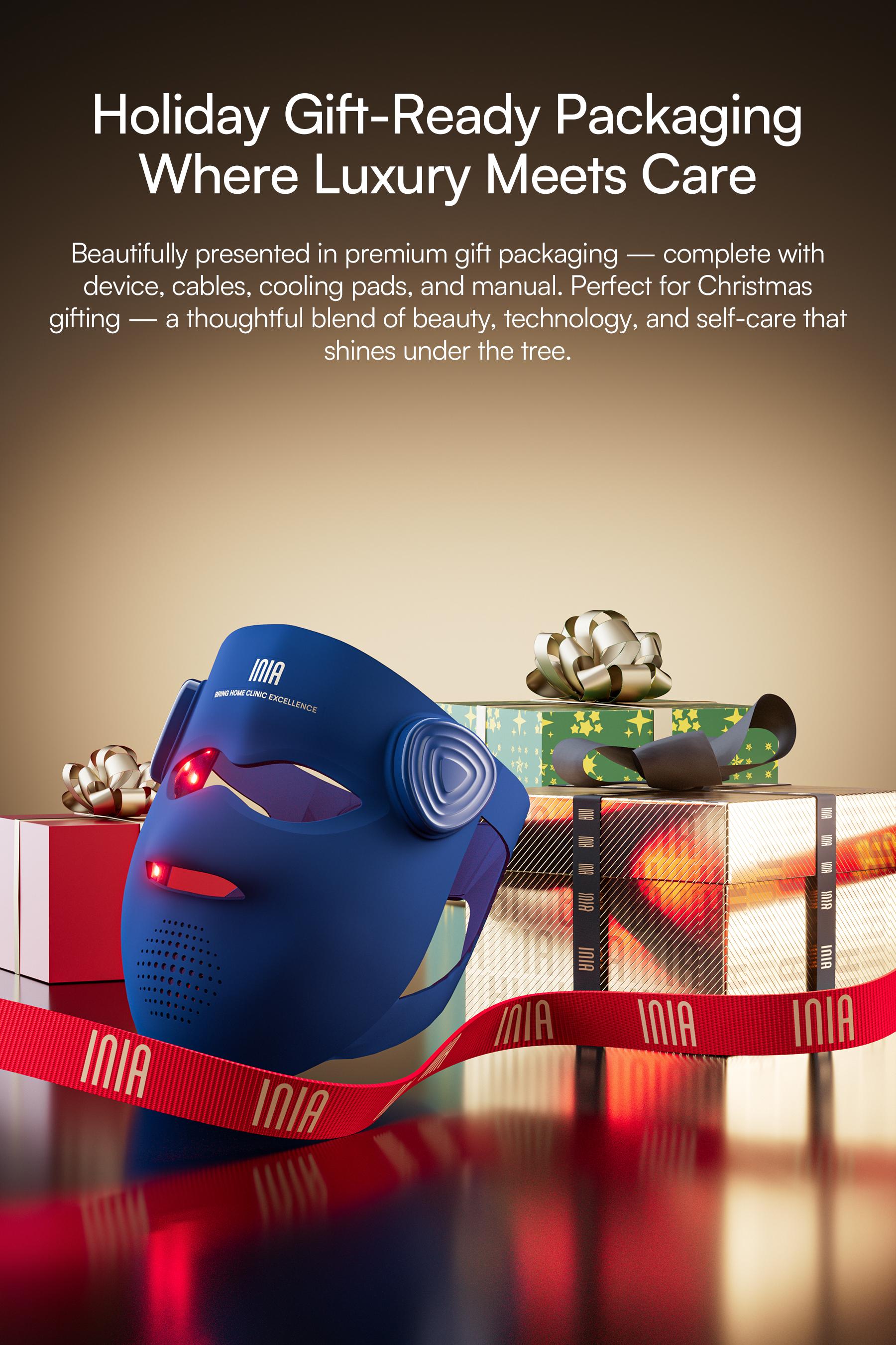 INIA GLOW 940 nm 4D LED Mask – Dual NIR 940 + 850 nm Deep Penetration for Deeper Repair, Visible Lift & Lasting Radiance, 4D Fit for Jawline Lift & Firm, Cooling Therapy, Wireless Comfort, Best Christmas Gift Ideas