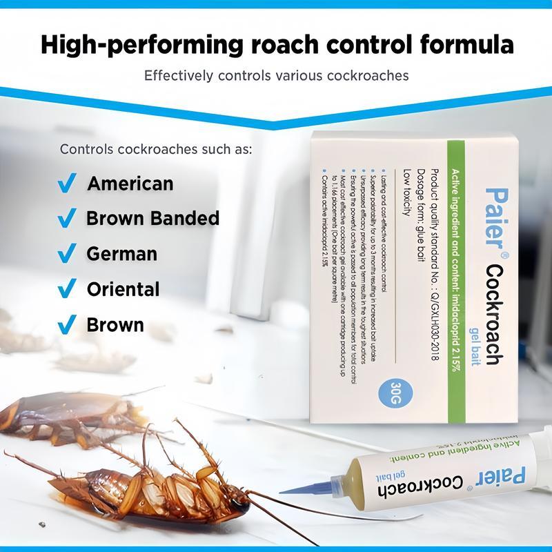 Indoor Cockroach Exterminator, Insect Repellent, 1 tubes x 30g, 1 plungers and 2 tips, German Cockroach Pest Control, Can be used indoors and outdoors, Cockroach Killing Gel for American Cockroaches, German Cockroaches and other major cockroach species