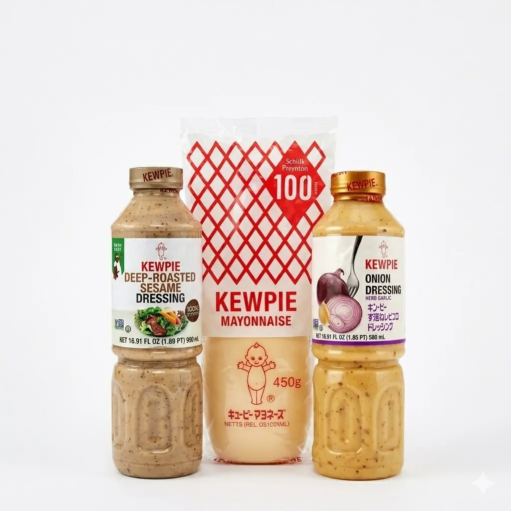 Kewpie Salad Dressing & Dip 3-Pack Bundle - Deep-Roasted Sesame (500ml), Roasted Onion (500ml), Original Mayonnaise (450g) - Authentic Japanese Umami Value Pack for Foodies, Refrigerator-Safe, Contains Egg Yolks, Garlic, High-Quality Oils