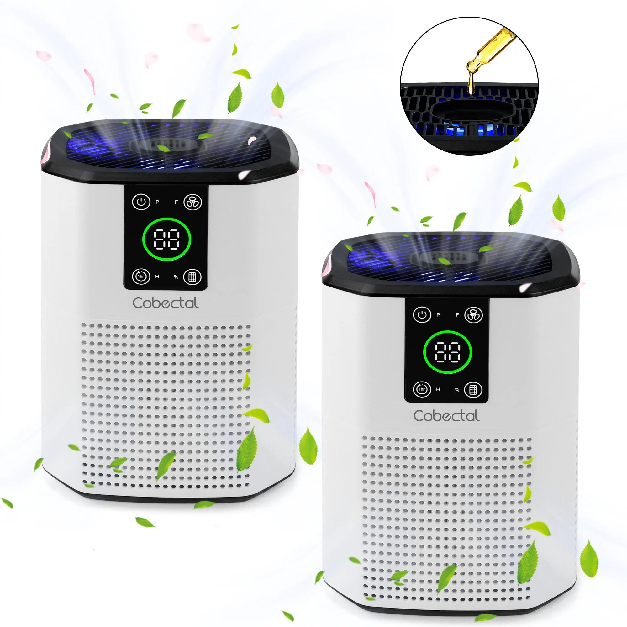Cobectal Air Purifier - Compact Household Appliance with 3-in-1 Filter, Aroma Diffuser, Sleep Mode, Decorative Ambient Light for Bedroom, Office,dorm essentials,home essentials tiktokshopbacktoschool Home Air Purifiers Quiet Air Purifier