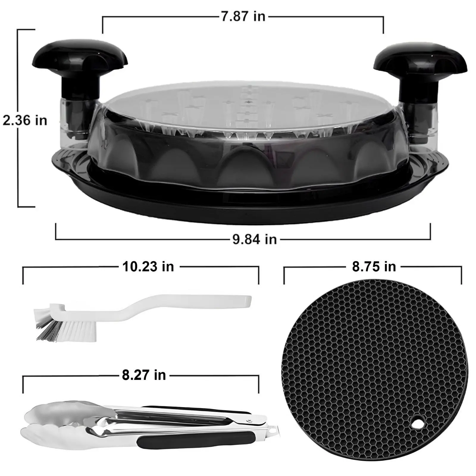 Chicken Shredder Tool Twist Large for Kitchen, BPA-Free Food-Safe Meat Grinder, Visible Chicken Breast Meat Shredder with Strong Anti-Slip Bottom & Ergonomic Handle, Black