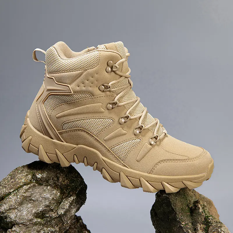 Men's Tactical High-Top Boots - Lightweight, Comfortable, All-Weather Work Boots with Side Zippers, Asymmetrical Structure, Height-Adjustable Laces, Solid Color, Anti-Slip Sole for Motorcycle, Combat, Casual Hiking Outdoor Safety Wear, Casual Hiking Shoes