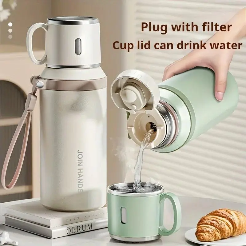 600ml Insulated Water Bottle Stainless Steel Thermos Bottle Heat and Cold Insulation Water Bottle Thermos Bottle for Tea Coffee Vacuum Thermos Bottle, Suitable for Multi-Person Groups and Multi-Scene Use, Insulation Coffee, Water, Beverage All Universal
