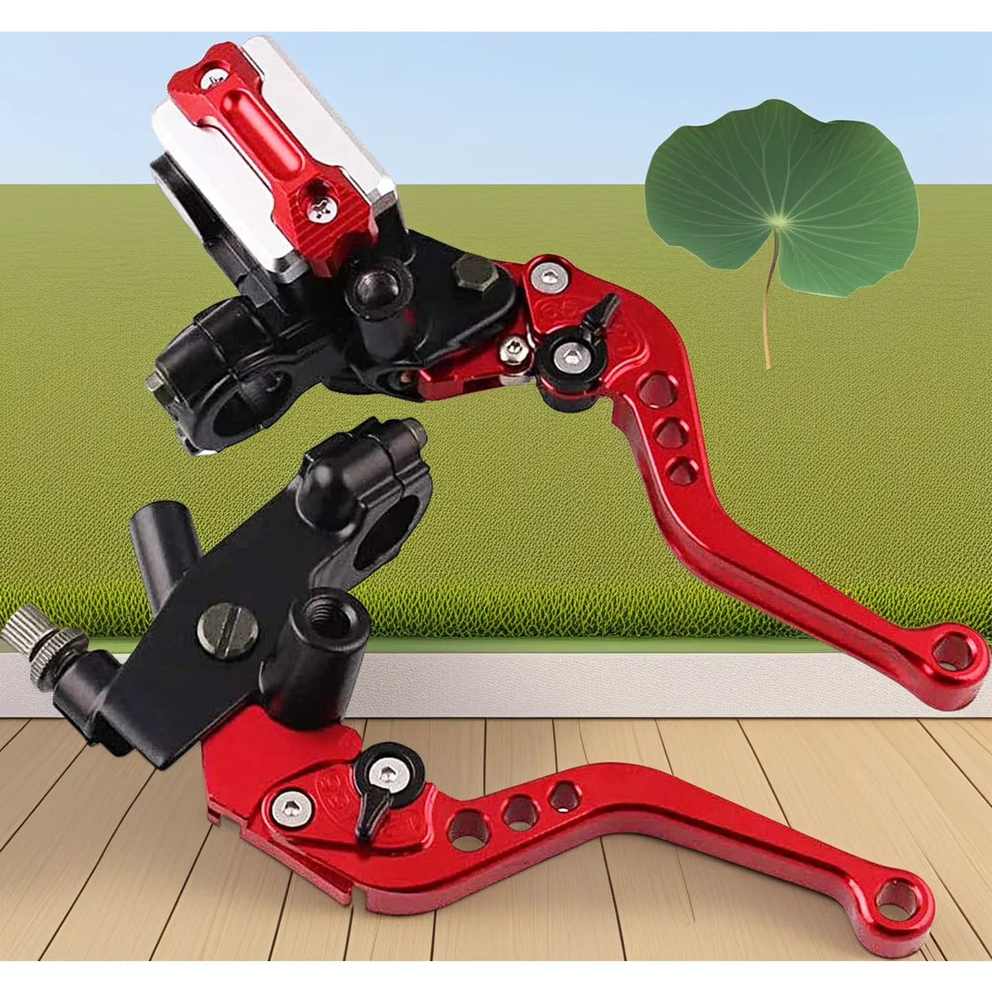 CNC Motorcycle Brake Master Cylinder & Clutch Lever Set (Red, 7/8" 22Mm Universal), 6061-T6 Aluminum Alloy, Adjustable, Anodized Treatment, Chromoly Fasteners, Perfect Fit for Honda Kawasaki Suzuki Yamaha, Components & Parts, Corrosion-Resistant, Durable,