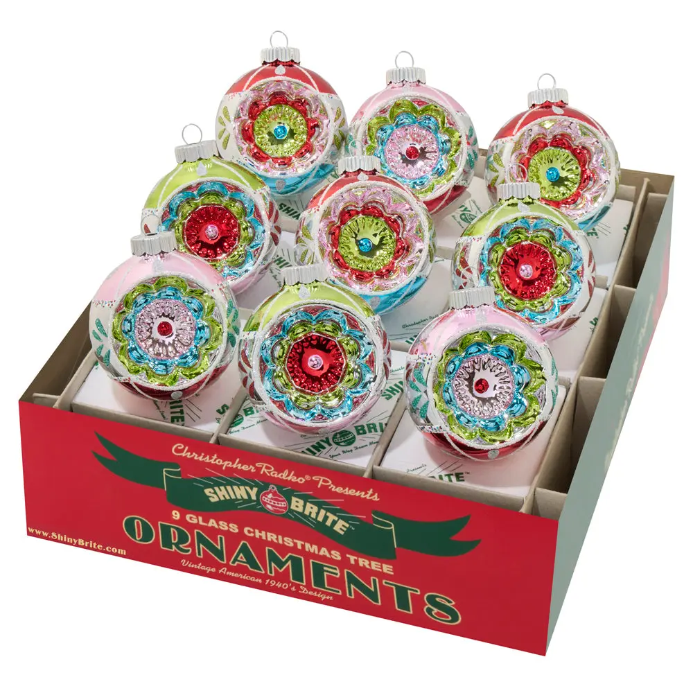 FESTIVE FETE Shiny Reflector Rounds Decor - 9 Count, 2.5in Ornaments, 2025 Christmas Home Decor