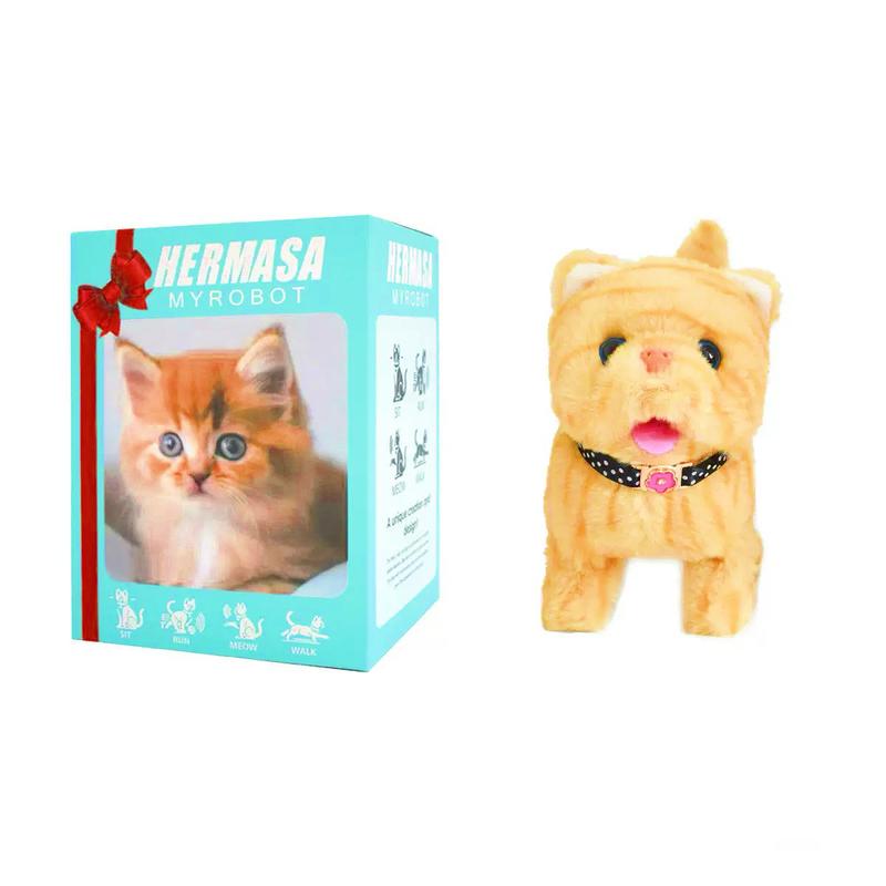 Interactive Robot Kitten, Realistic PlushHoliday HaulRobotic Cat Toy That Walks, Wags Tail & MakesSounds, Cute Pet Toy Gift for Kids & Adults