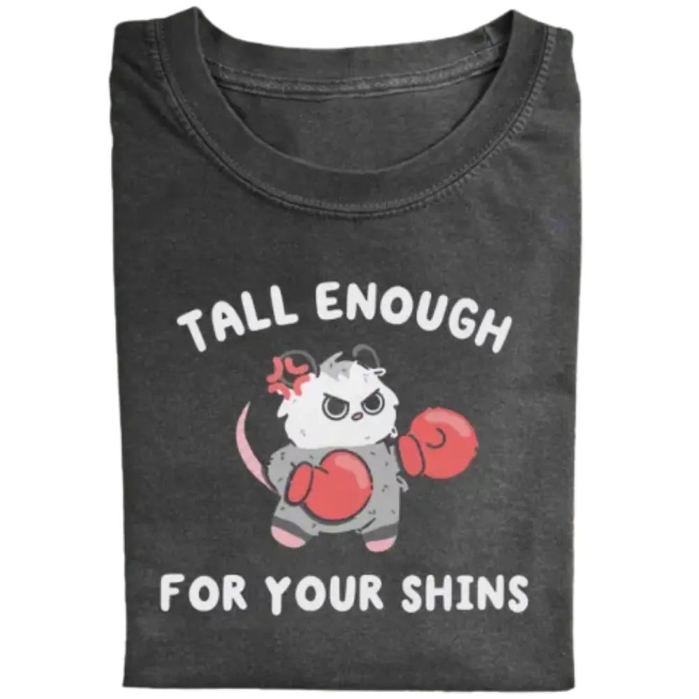 Tall Enough For Your Shins Shirt, Funny Angry Hamster Boxing T-Shirt, Cute Animal Meme Vintage Tee, Retro Funny Graphic Tee, Cartoon Hamster Humor Shirt, Animal Lover Graphic Tee Gift for Men, Gift for Women