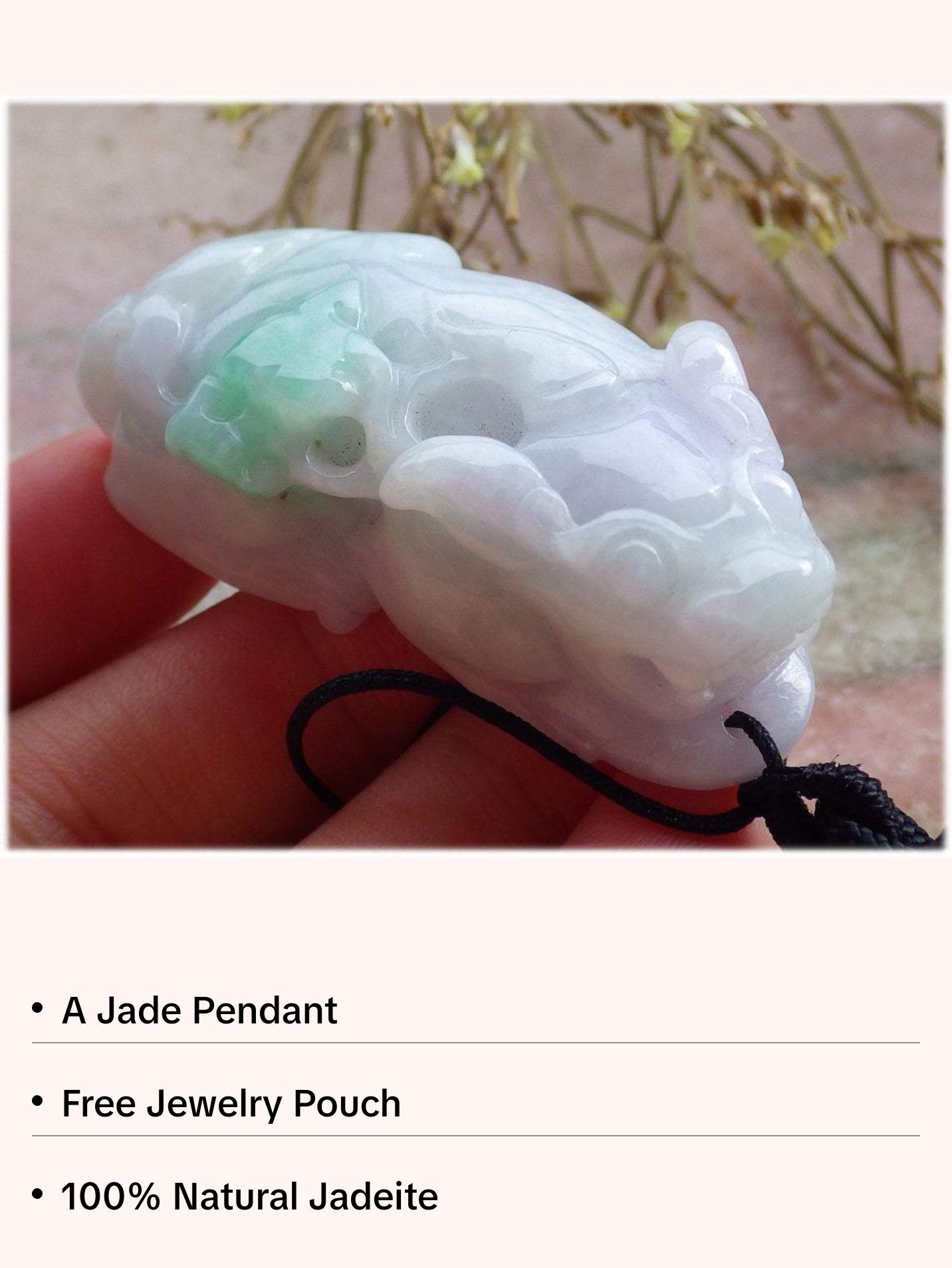 Certified Hand Carved Natural Green Myanmar Burma A Jade jadeite Dragon Pi Xiu Pendant Necklace